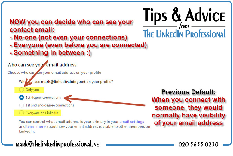 Update email visibility on LinkedIn