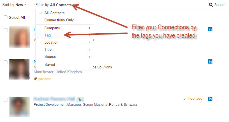 tagged profile sorting